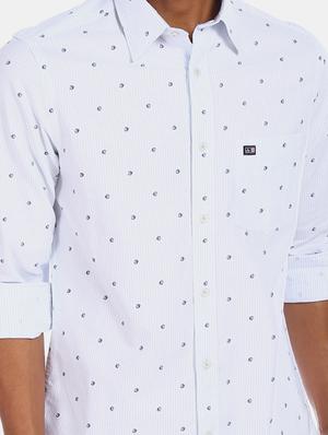 light blue printed casual shirt - 17616476 - Standard Image - 4