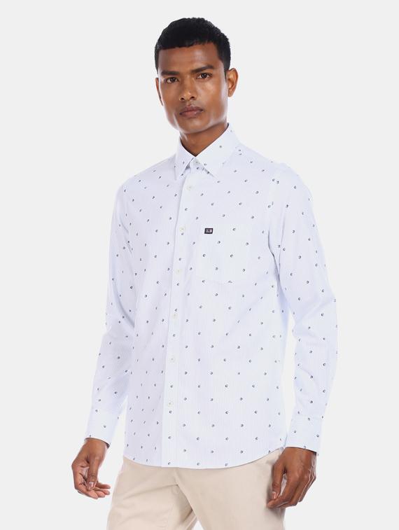 light blue printed casual shirt - 17616476 - Zoom Image - 1