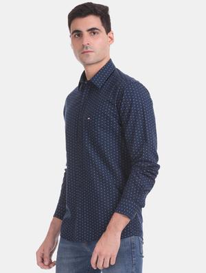 navy blue printed casual shirt - 17616484 - Standard Image - 2