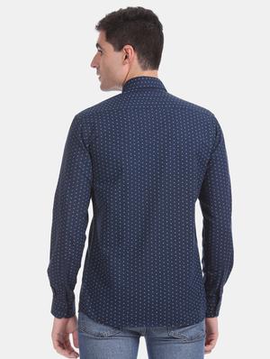navy blue printed casual shirt - 17616484 - Standard Image - 3