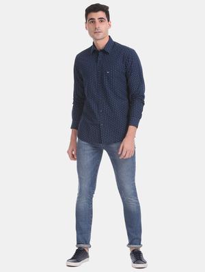 navy blue printed casual shirt - 17616484 - Standard Image - 4