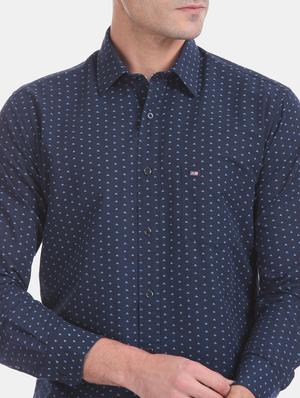navy blue printed casual shirt - 17616484 - Standard Image - 5