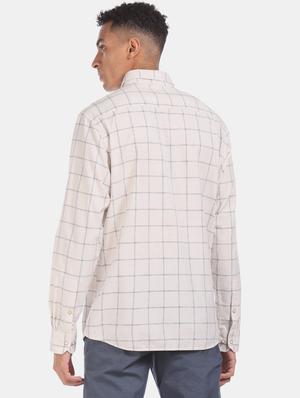 beige checkered casual shirt - 17616488 - Standard Image - 3