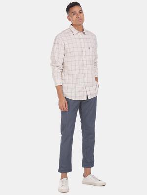 beige checkered casual shirt - 17616488 - Standard Image - 4