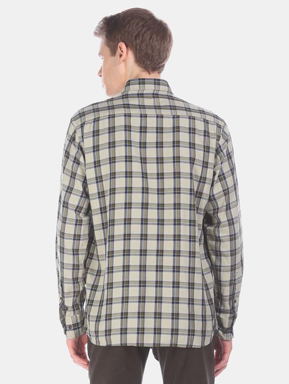 olive green checkered casual shirt - 17616492 - Zoom Image - 3