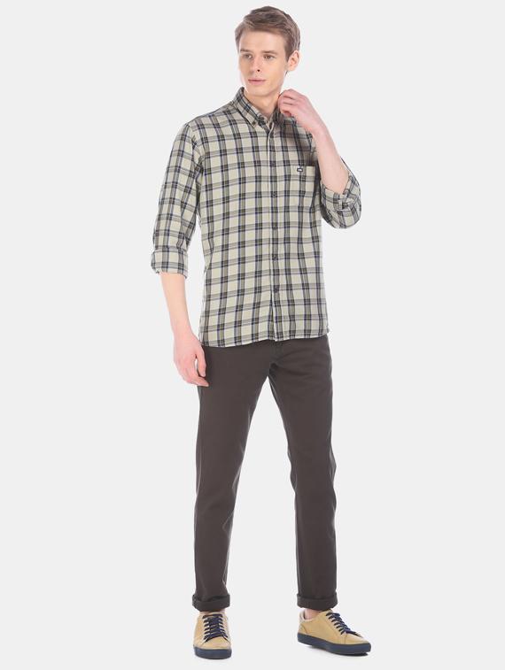 olive green checkered casual shirt - 17616492 - Zoom Image - 4
