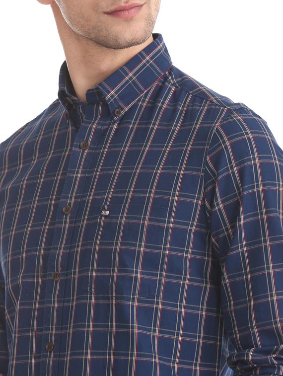navy blue checkered casual shirt - 17616493 - Zoom Image - 5