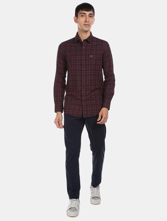 maroon checkered casual shirt - 17616494 - Zoom Image - 4
