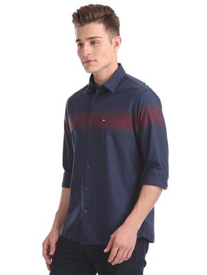 navy blue striped casual shirt - 17616500 - Standard Image - 2