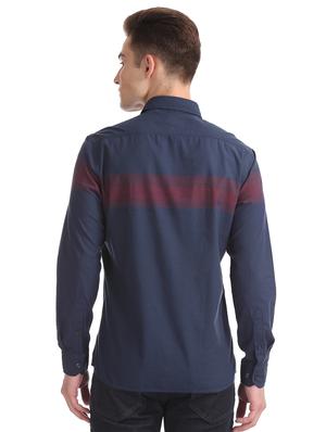 navy blue striped casual shirt - 17616500 - Standard Image - 3