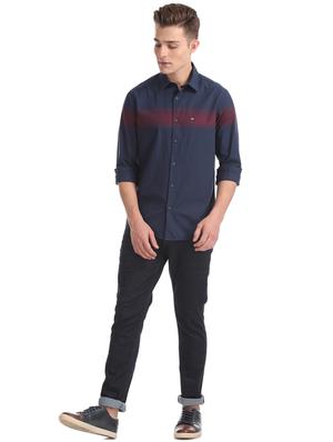navy blue striped casual shirt - 17616500 - Standard Image - 4