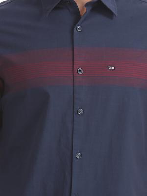 navy blue striped casual shirt - 17616500 - Standard Image - 5