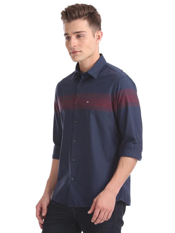 navy blue striped casual shirt - 17616500 - Zoom Image - 2