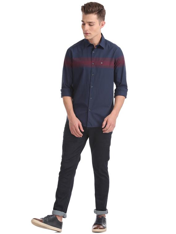 navy blue striped casual shirt - 17616500 - Zoom Image - 4