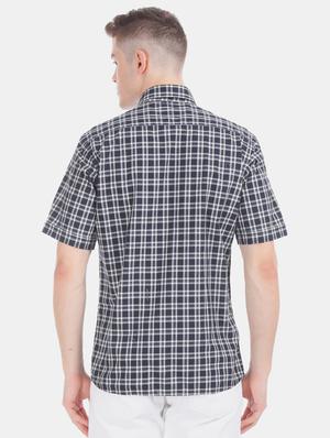 navy blue checkered casual shirt - 17616502 - Standard Image - 3