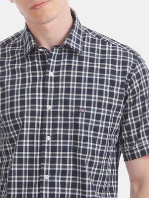 navy blue checkered casual shirt - 17616502 - Standard Image - 5