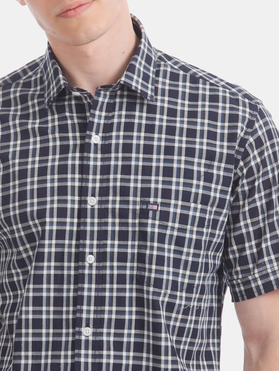 navy blue checkered casual shirt - 17616502 - Zoom Image - 5