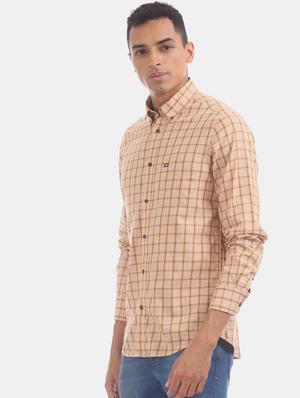 orange checkered casual shirt - 17616507 - Standard Image - 2