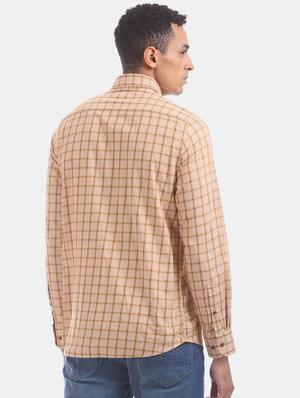 orange checkered casual shirt - 17616507 - Standard Image - 3