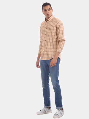 orange checkered casual shirt - 17616507 - Standard Image - 4