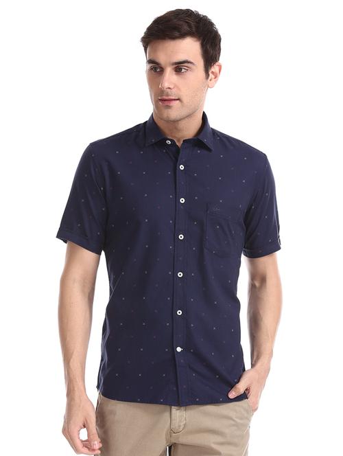 navy blue printed casual shirt - 17616511 - Standard Image - 1