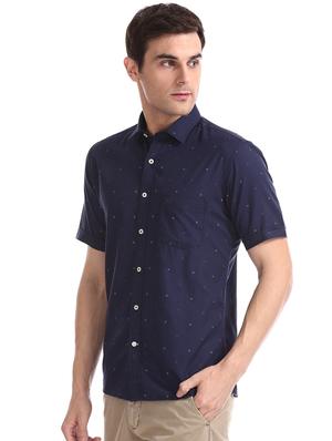 navy blue printed casual shirt - 17616511 - Standard Image - 2