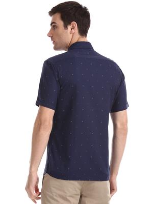 navy blue printed casual shirt - 17616511 - Standard Image - 3