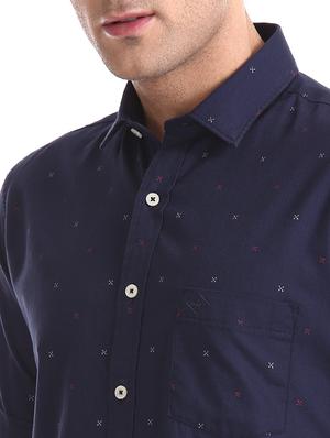 navy blue printed casual shirt - 17616511 - Standard Image - 4
