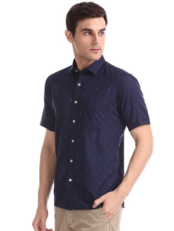 navy blue printed casual shirt - 17616511 - Zoom Image - 2