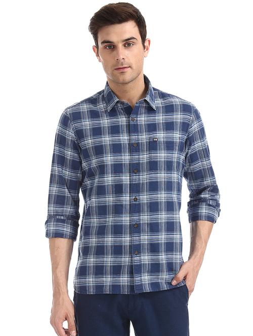 blue checkered casual shirt - 17616514 - Standard Image - 1
