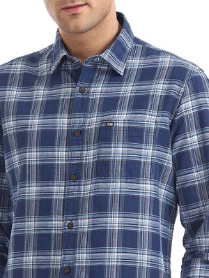 blue checkered casual shirt - 17616514 - Standard Image - 5