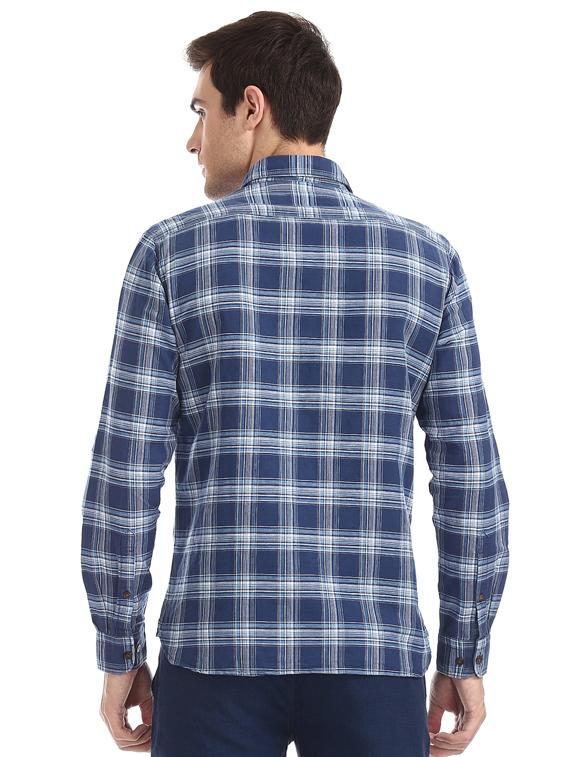 blue checkered casual shirt - 17616514 - Zoom Image - 3