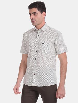 white printed casual shirt - 17616519 - Standard Image - 3
