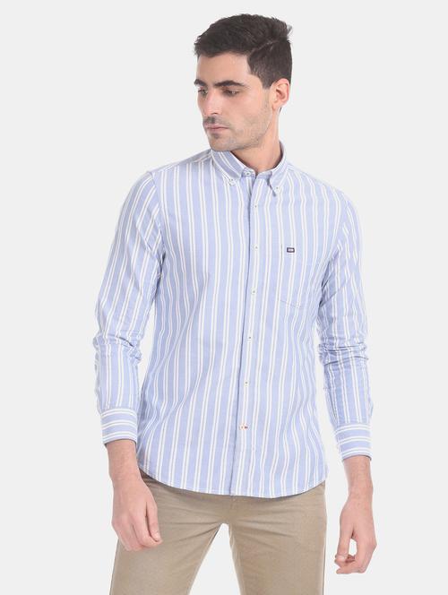 blue striped casual shirt - 17616520 - Standard Image - 1