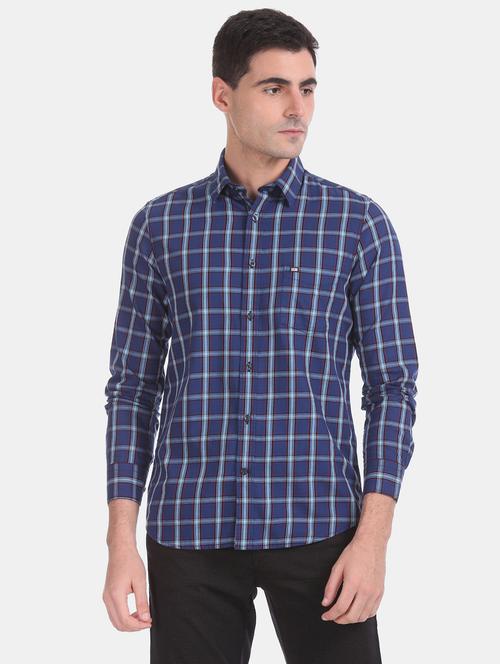 blue checkered casual shirt - 17616528 - Standard Image - 1