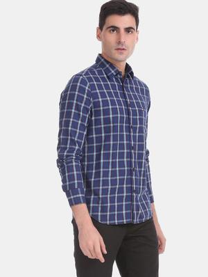 blue checkered casual shirt - 17616528 - Standard Image - 3