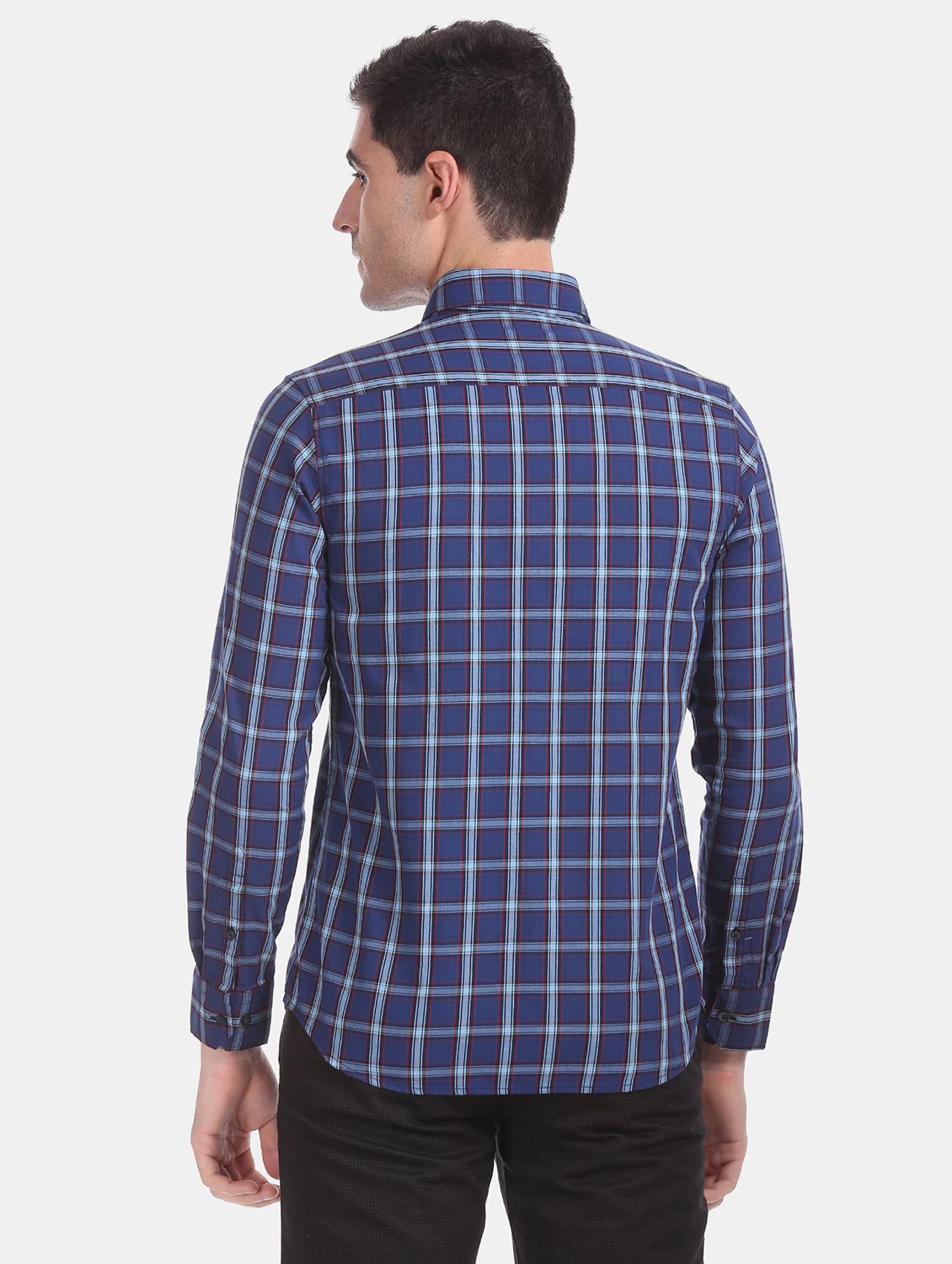 blue checkered casual shirt - 17616528 - Zoom Image - 4