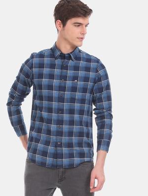 navy blue checkered casual shirt - 17616530 - Standard Image - 2