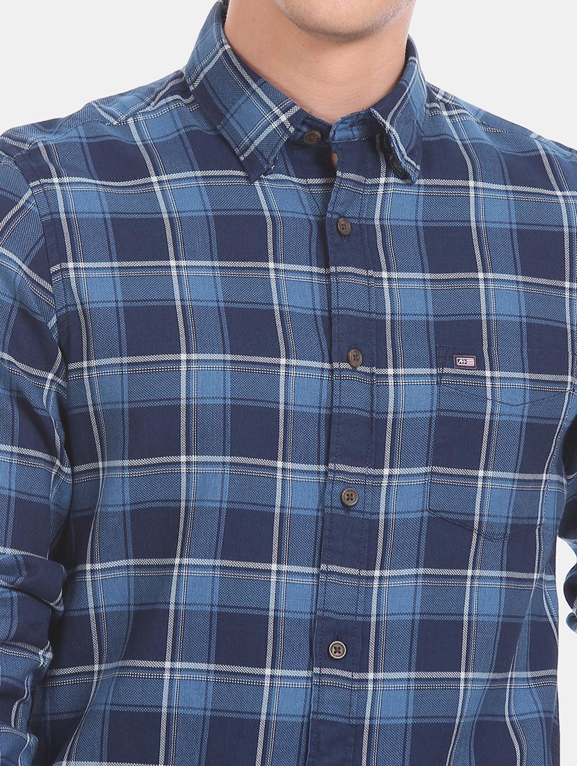 navy blue checkered casual shirt - 17616530 - Zoom Image - 6