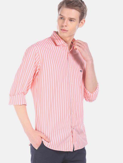 pink striped casual shirt - 17616533 - Standard Image - 1
