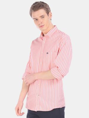 pink striped casual shirt - 17616533 - Standard Image - 2