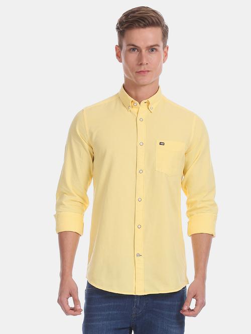 yellow solid casual shirt - 17616541 - Standard Image - 1