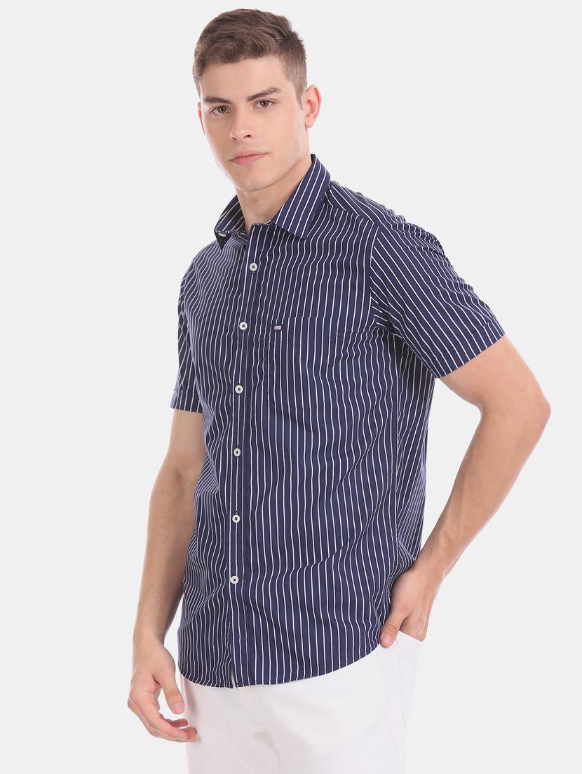 navy blue striped casual shirt - 17616546 - Zoom Image - 2