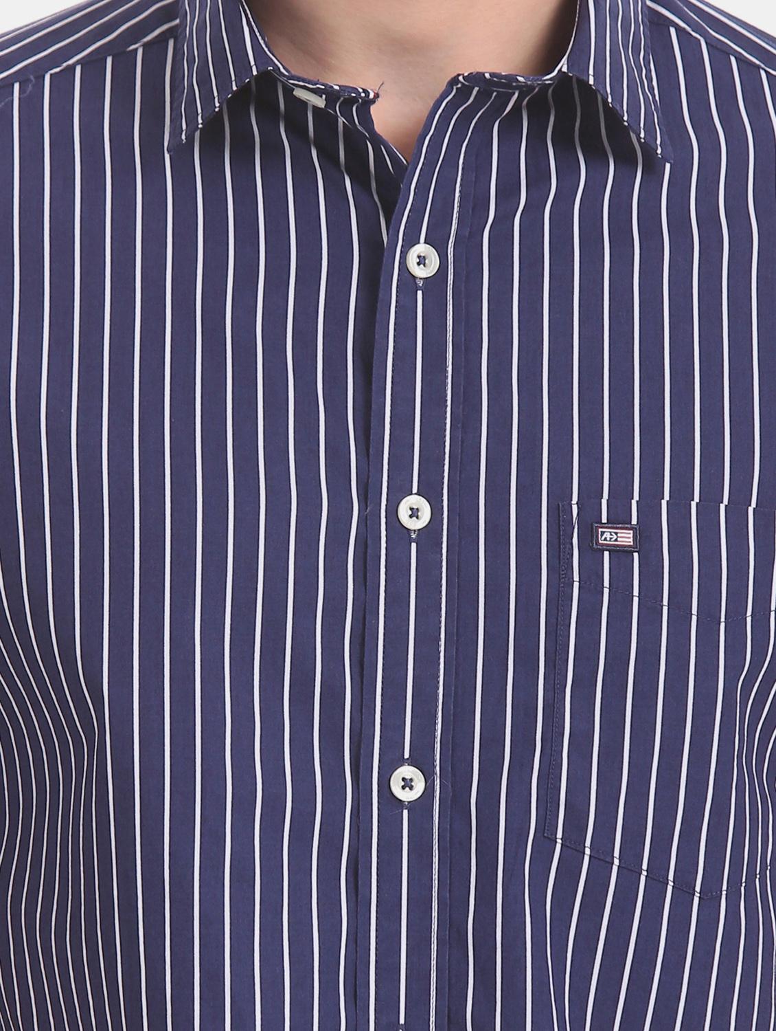 navy blue striped casual shirt - 17616546 - Zoom Image - 5