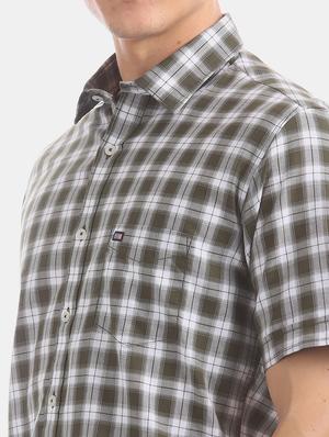 olive green checkered casual shirt - 17616547 - Standard Image - 5