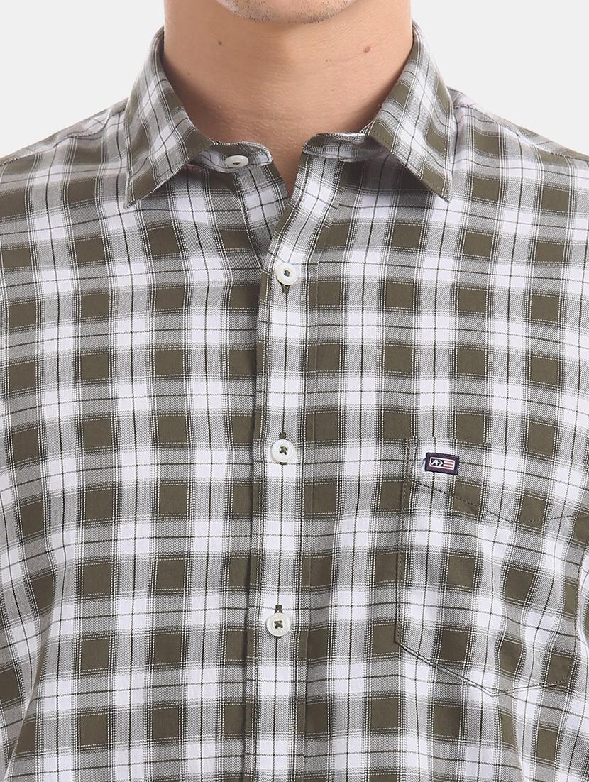 olive green checkered casual shirt - 17616547 - Zoom Image - 6