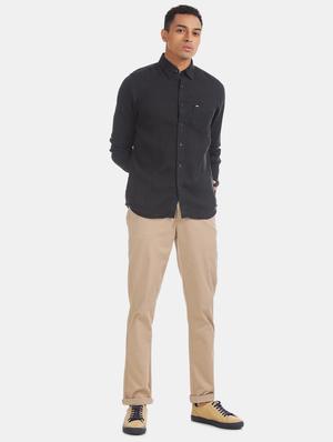black solid linen casual shirt - 17616550 - Standard Image - 5
