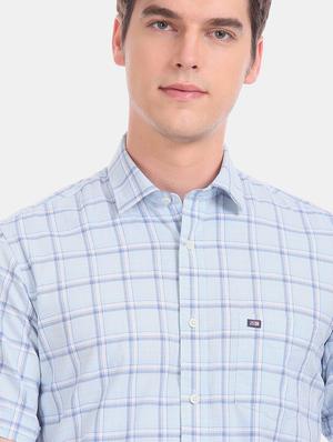 blue checkered casual shirt - 17616553 - Standard Image - 6