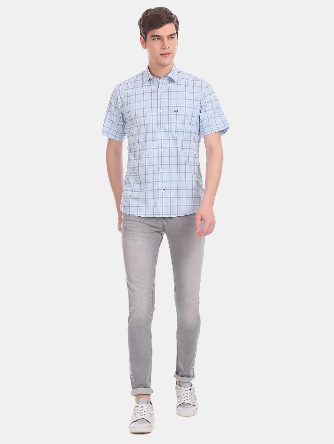 blue checkered casual shirt - 17616553 - Zoom Image - 5