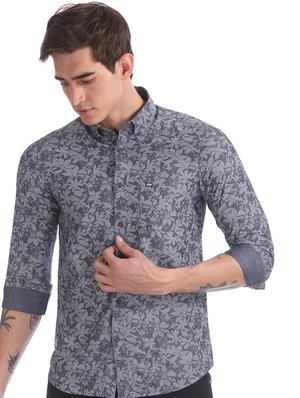 blue printed casual shirt - 17616557 - Standard Image - 2